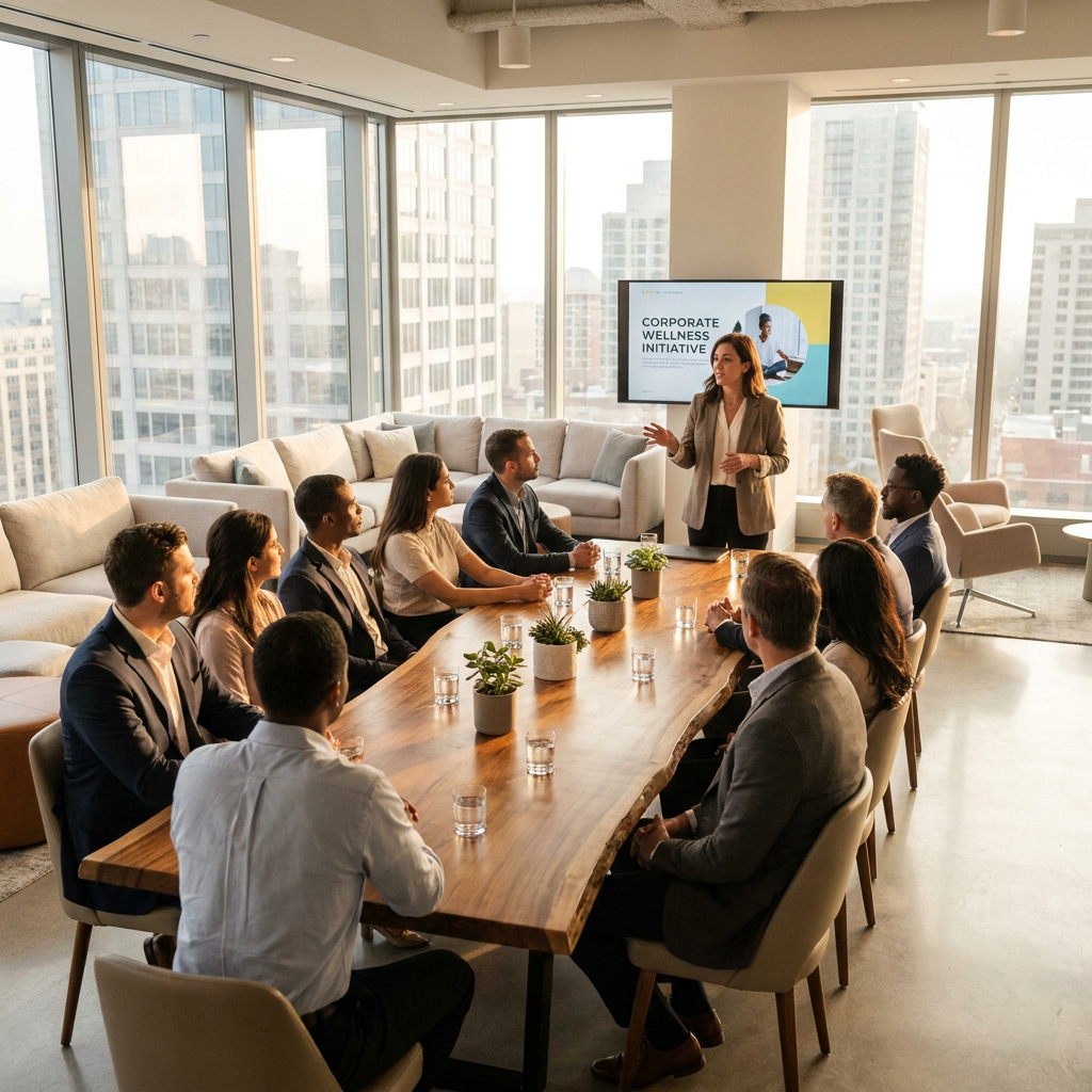 Corporate wellness team meeting